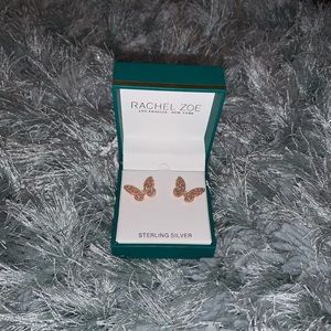 Rose Gold Diamond Accent Butterfly Earrings